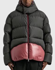 Chaqueta de plumón con capucha para hombre, diseño color block, cortavientos, cierre de cremallera, informal, gruesa, holgada, para invierno - Product Image 1