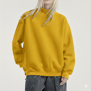 เสื้อสเวตเชิ้ตคอเต่าทรงโอเวอร์ไซส์สำหรับผู้หญิง พร้อมขอบคอ ขอบแขน และชายเสื้อแบบริบตัดสี - Product Image 2