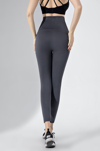 Jaffico International Women's Mid Waist Sustainable Solid Knitted Polyester/Cotton Yoga Leggings-Lightweight Comfortable - Product Image 4