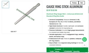 Aluminum Ring <b>Gauge</b> Stick Jewelry Making <b>Tools</b> Goldsmith <b>Tools</b> Ring Sizer <b>Measuring</b> <b>Tool</b> | Item No GS-917 - Product Image 3