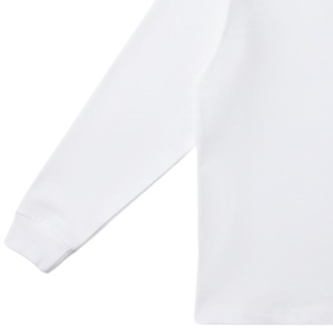 T-shirt blanc à manches longues pour homme avec petit logo sur la poitrine, col rond, en coton, style streetwear décontracté, idéal pour le quotidien - Product Image 3