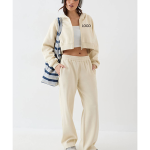 ชุดเซ็ตฤดูใบไม้ร่วงสำหรับผู้หญิง เสื้อแจ็คเก็ตผ้าแคนวาสแบบครอปและกางเกงขายาวทรงตรง น้ำหนักเบา เหมาะสำหรับวิ่งออกกำลังกาย ท่องเที่ยว และกิจกรรมกลางแจ้ง - Product Image 4