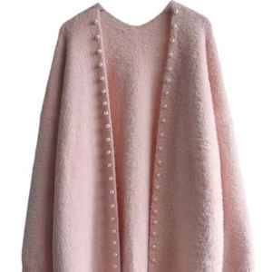 Manteau cardigan Jack and Jill Pink Pearl, long, ouvert sur le devant, en tricot, élégant, pour femme, vêtement d'extérieur d'hiver - Product Image 4