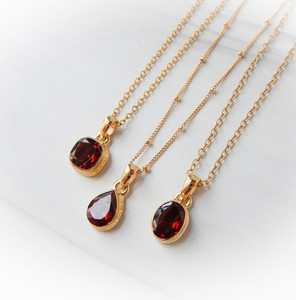Garnet Necklace Gold Vermeil Sterling Silver Jewelry Red Garnet Pendant January Birthstone Fine Jewelry Wholesale - Product Image 1
