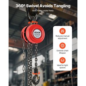 1 Ton 2200 Lbs Capacity Manual Chain <b>Hoist</b> G70 Galvanized Heavy Duty Chain Block 8 ft Lifting Height Manual Chain Block Upgrade - Product Image 6