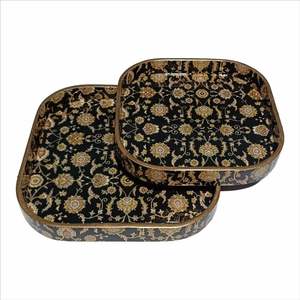 Wholesale Custom Logo Print Vintage Acacia Wood Ottoman Trays Wooden Serving Tray with Handle - Product Image 6