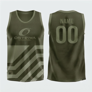OSTRIYA INTERNATIONAL Basketball Jersey Sleeveless Mesh Heat-Transfer Printed Moisture Wicking Unisex Adult Regular Fit Front - Product Image 1