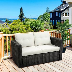 Set Divano Angolare da Esterno 2 Pezzi in Rattan PE con Braccioli Curvi e Cuscini Impermeabili per Villa, Giardino, Balcone - Product Image 2