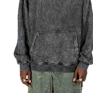 Sweat-shirt à capuche thermique personnalisable en molleton de coton French Terry pour homme, coupe oversize, style streetwear vintage, délavé à l'acide, avec poche - Product Image 3