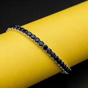 Pulsera de tenis de ónix negro, plata de ley 925, hecha a mano, joyería elegante y minimalista, regalo para mujer - Product Image 1