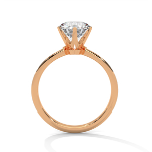 Classic Brilliant Round Cut Lab Grown Diamond Ring With Six Claws Prong Setting Solitaire Ring With Paved Band In 14k Rose Gold - Product Image 3