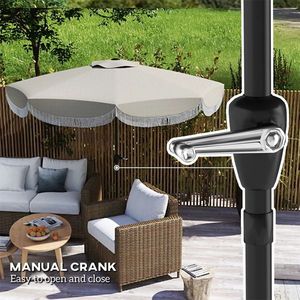 Ombrellone da Esterno Elegance Grigio Chiaro 8.8FT (2.7m) con 8 Stecche, Protezione UPF 30+, Inclinazione a Pulsante, Include Base da Spiaggia - Product Image 5