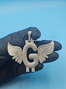 Colgante de Letra con Incrustaciones de Lujo, Plata 925 Chapada en Oro, Joyería Hip Hop Personalizada, Regalo, Certificado IGI - Product Image 2