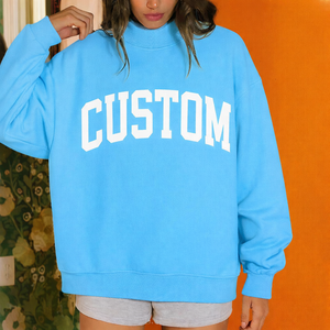 Women Casual Oversize Long Front Logo Mockneck Sweatshirt Trendy Relaxed Fit Soft Winter Daily Wear <b>Top</b> - Product Image 1