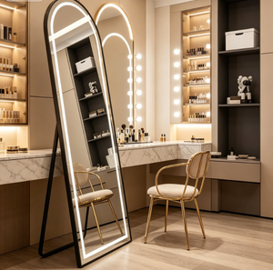 Heavenly <b>Mirror</b> Modern Arched Floor <b>Mirror</b> with LED Light Metal Frame Mouth Blown <b>Acrylic</b> 4mm Thickness for Home Use - Product Image 5