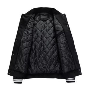 Chaqueta Varsity Personalizada con Mangas de Cuero, Estilo Bomber para Hombre, Cuello Alto, Cierre de Botones, con Capucha, para Otoño - Product Image 6
