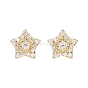 Boucles d'oreilles classiques en forme d'étoile, argent sterling 925, diamant cultivé en laboratoire, collection de bijoux élégants et luxueux pour femmes - Product Image 1