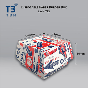 Meilleure vente : Fournisseur malaisien de boîtes à burger jetables en carton blanc, type coquille, idéales pour les stands de restauration rapide, événements et fêtes - Product Image 6