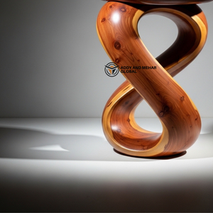 Table d'appoint en bois massif de luxe Infinity Twist |   Table d'appoint et ottoman en forme de 8, fabriqués à la main, pour la décoration de maisons et d'hôtels design - Product Image 5
