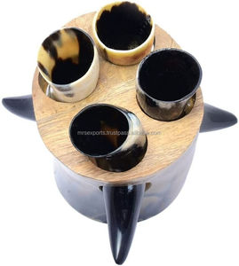 Juego de cuernos de buey naturales indios, cuernos vikingos para beber de 4 piezas con soporte, cuernos de vaca, precios al por mayor, Ágata por M R S EXPORTS - Product Image 6