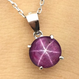 925 Sterling Silver <b>Ruby</b> Pendant Natural Star <b>Ruby</b> Pendant <b>Necklace</b> Handmade Round Star <b>Ruby</b> Gemstone <b>Necklace</b> for Women - Product Image 1