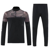 Chándal de Fútbol Unisex de Cuello Alto, Manga Larga, Ligero, Transpirable, de Poliéster, para Entrenamiento, con Nombre y Números del Equipo, Transferencia Térmica