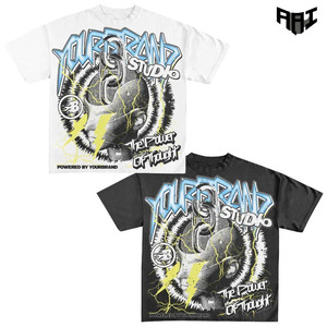 Low MOQ Abstract Graphic Print Men's Shirts Heavyweight 250 GSM Cotton <b>Blend</b> Streetwear Breathable Oversized Loose Fit Supplier - Product Image 1