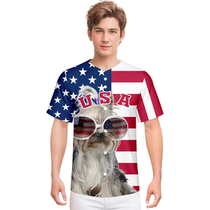 Novelty Sublimation <b>Dog</b> Graphic Baseball Jersey Unisex Unique Streetwear Full <b>Button</b> Performance Shirt - Product Image 3
