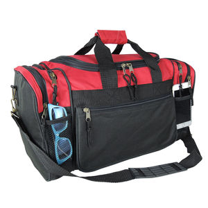 Sac de sport de voyage surdimensionné et robuste, fabriqué en nylon noir et rouge imperméable, conçu pour les hommes. - Product Image 5