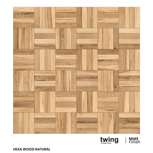 Carrelage en porcelaine Lexona HEXA WOOD NATURAL 600x600mm, style classique, aspect bois, finition mate, grain réaliste, carreaux rustiques modernes - Product Image 1
