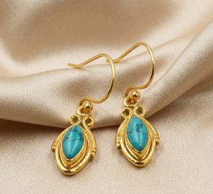 Handmade Natural Turquoise 925 Sterling Silver Hoop Earrings Women Vintage Boho Jewelry <b>Rose</b> <b>Gold</b> Yellow <b>Gold</b> Plated Party Gift - Product Image 3