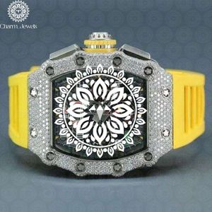 Charm Jewels Luxury Men's Stainless Steel Diamond Watch Stainless Steel Band 40mm Case Mechanical Movement Analog <b>Chronograph</b> 10 - Product Image 1