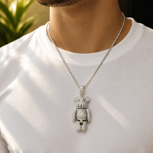 Sterling Silver <b>Iced</b> <b>Out</b> Bear Pendant Necklace Moissanite Micro Insert Rope <b>Chain</b> Hip Hop Unisex Jewelry Gift - Product Image 5