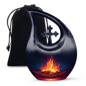Sky Blue Mammoth Tear Drop Memorial Urn-Para las cenizas de mamá Cruz Cremación Urna para adultos con bolsa de terciopelo gratis - Product Image 3