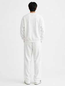 <b>Mens</b> Oversized Crew Neck Pullover <b>Sweatshirt</b> Solid <b>White</b> Unlined Long Sleeve Casual Streetwear Top - Product Image 2