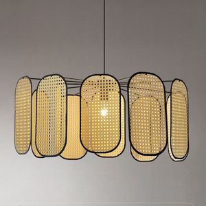 Lámpara Colgante de Ratán Hecha a Mano Ecológica, Lámpara Tejida Estilo Bohemio para Iluminación Interior del Hogar y Decoración Comercial - Product Image 1