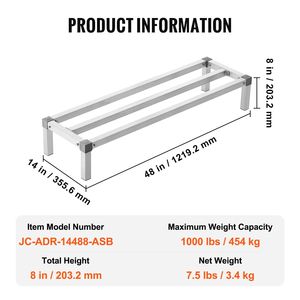 Scaffalatura Commerciale per Alimenti 48FT X 14FT in Alluminio, Ripiani da 8FT, Capacità 1000 Libbre, Scaffali di Stoccaggio Interamente Saldati - Product Image 6