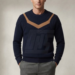 เสื้อกันหนาวผู้ชาย ผ้าถักนุ่ม สวมใส่สบาย เสื้อผ้าลำลอง ผ้าเนื้ออบอุ่น คอและปลายแขนเสื้อแบบริบ ทรงหลวม - Product Image 3