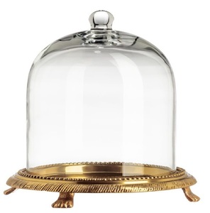 Luxury Gold Metal Cake Stand with Glass Dome Lid Dessert <b>Display</b> Stand Wedding Dessert <b>Table</b> - Product Image 1