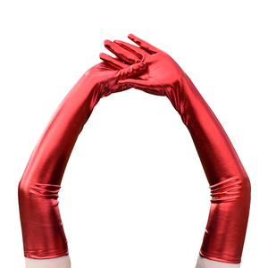 Gants d'hiver longs et brillants en peau de mouton, thermiques, à carreaux, compatibles écran tactile, pour femmes, accessoires de mode pour fêtes, clubs, cosplay et costumes - Product Image 2