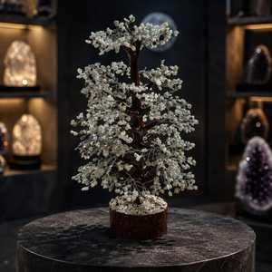 En gros NOUVEAU Arbre en agate étoilée et pierre de lune arc-en-ciel naturelle, 1000 copeaux, Arbre de Vie fait main, Décoration d'intérieur Feng Shui, Gujarat - Product Image 3