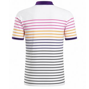 Polo Sublimado a Rayas Blancas y Rosas para Hombre, Camiseta Deportiva de Manga Corta, Ropa de Golf Elegante para Prácticas Deportivas y Uso Casual - Product Image 2