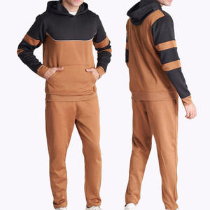 Survêtement à capuche pour homme, color-block, coupe droite, longueur intégrale, décontracté, respirant, polyester et coton, poches latérales - Product Image 5