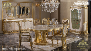 Luxurious Golden Dining Room Furniture Set Classic Dining Room Furniture Set Design Best Quality Turkish Carved Dining Furniture - Product Image 5