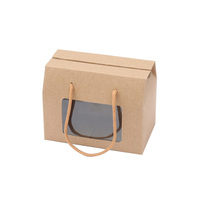 Sac en papier kraft écologique avec fenêtre, laminé, recyclable, petites et grandes tailles, pour emballage de bonbons et cadeaux, pochette à poignée