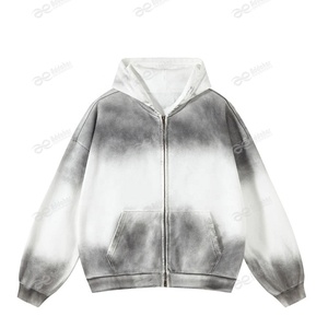 Sudadera con Capucha para Hombre al por Mayor, Transpirable, Estilo Vintage, Lavado Ácido, Desgastada, Tela de Algodón, Cuello con Capucha, Diseño Sólido, Lisa - Product Image 1