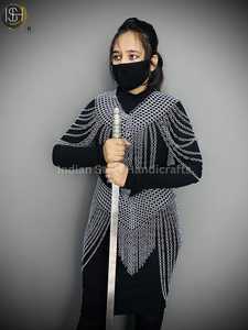 Ensemble haut et jupe en maille métallique moderne plaqué argent, tenue de costume et d'armure tendance pour homme - Product Image 4