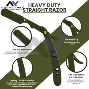 Rasoirs de barbier professionnels personnalisables à lame unique avec système de verrouillage pivotant, outils de rasage en acier inoxydable de couleur verte - Product Image 4