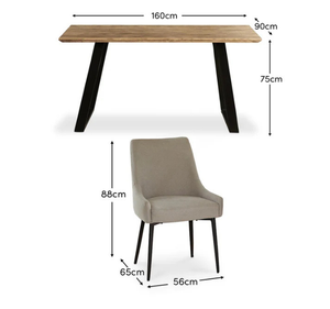 Juego de Comedor Rectangular Moderno de Madera de Teca Sólida Per Se, 6 Sillas Tapizadas en Tela, Muebles de Lujo para Hotel o Villa - Product Image 6