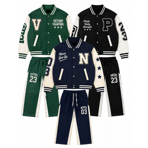 Conjunto Deportivo Varsity Personalizado al por Mayor para Hombre y Mujer, Chaqueta y Pantalones Jogger de 2 Piezas, Estilo Letterman, Ropa Deportiva Urbana, OEM - Product Image 3